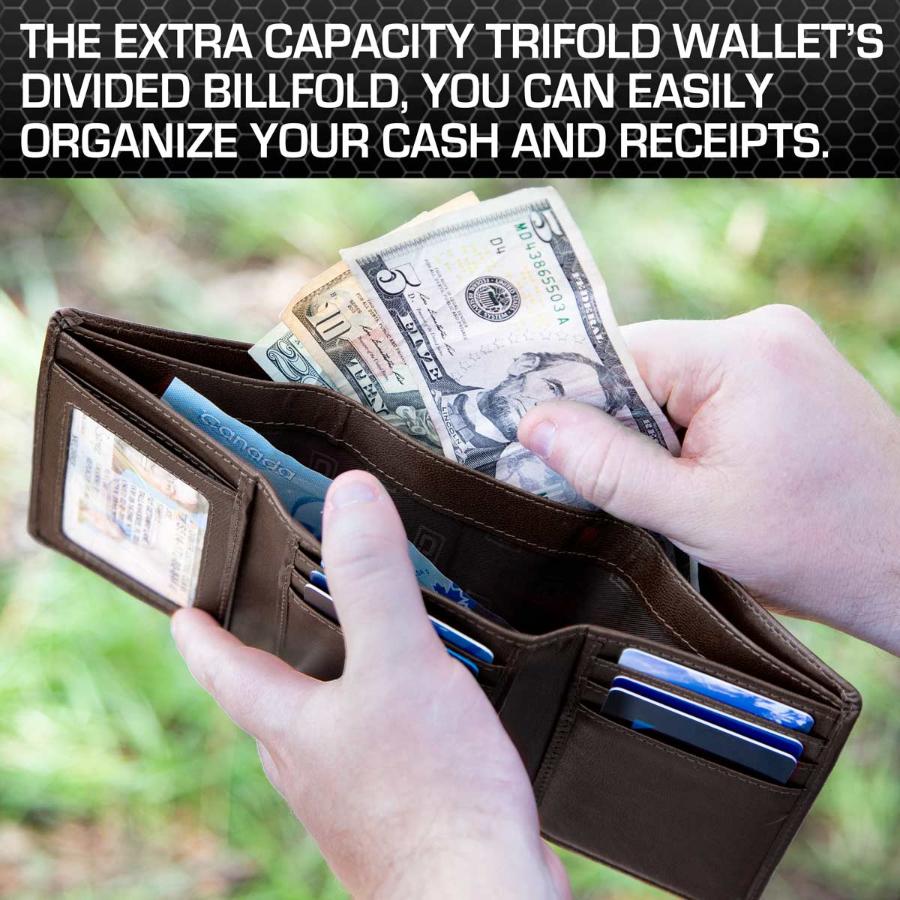 Mens RFID Wallet - Extra Capacity Trifold 7 slot with ID Window