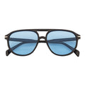EPOCH - Classic Flat Top Plastic Aviator Black Sunglasses Blue Tint Lens