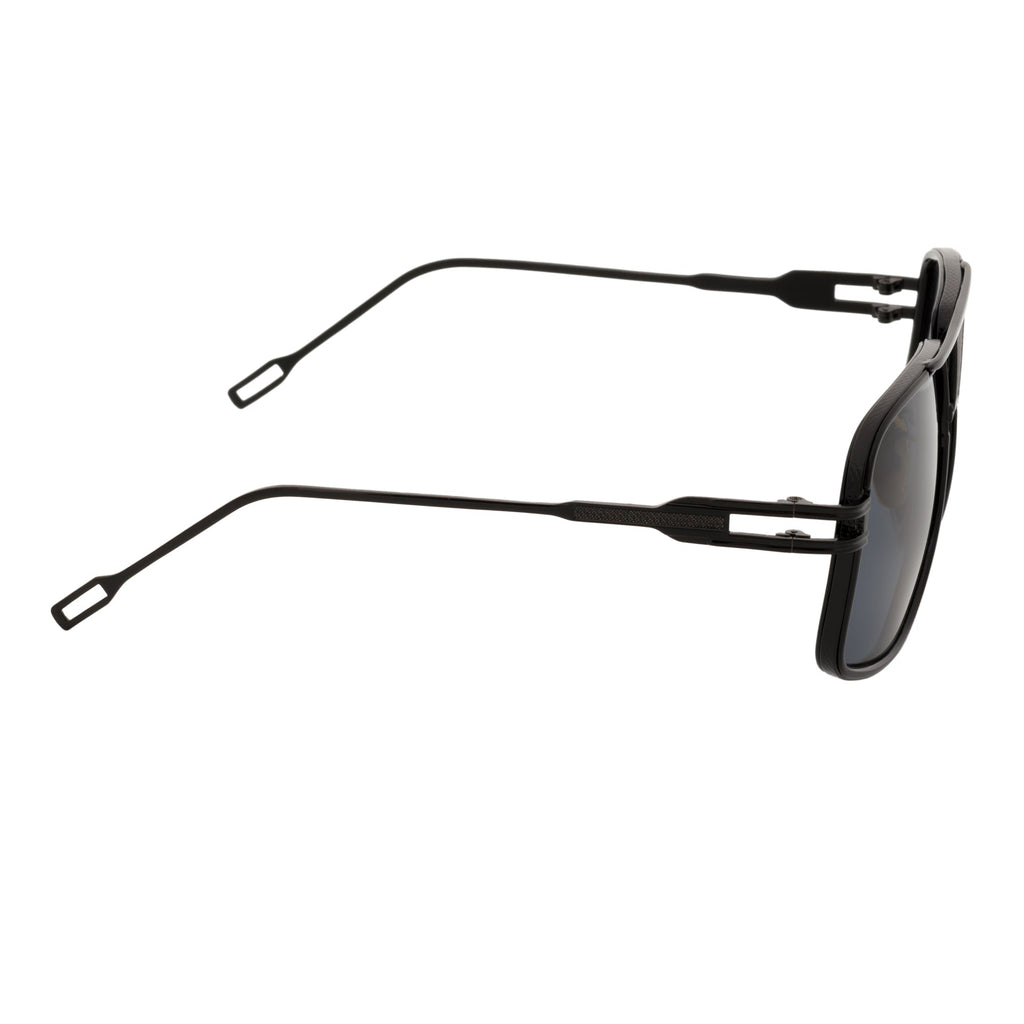 MAC - Two-Tone Square Metal Aviator Black Sunglasses Dark Smoke Lens