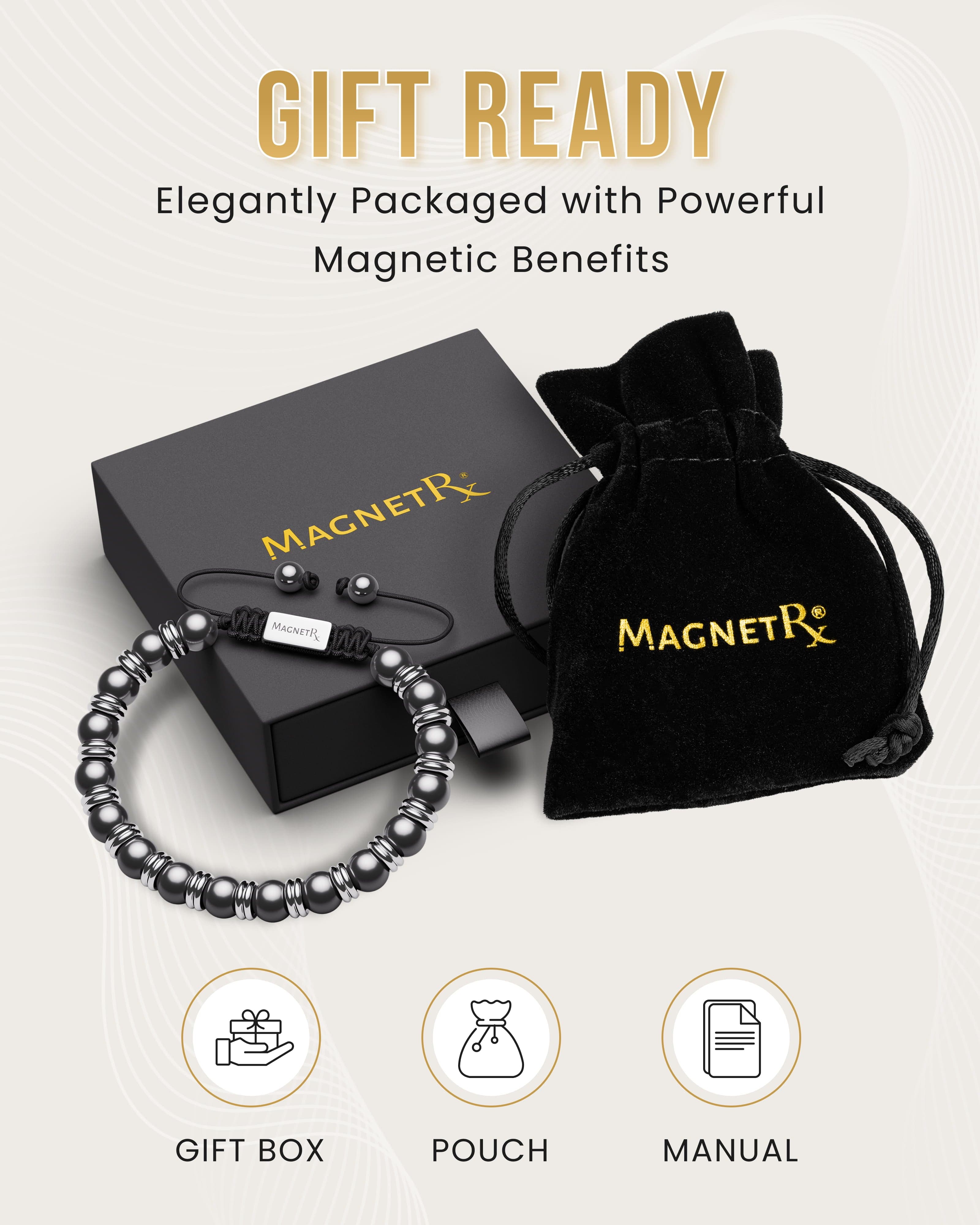 High Power Magnetic Hematite Bracelet Silver Titan