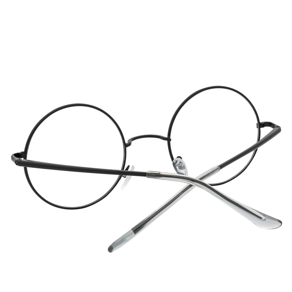 SCHOLAR - Classic Small Metal Round Blue Light Glasses Black Clear Lens